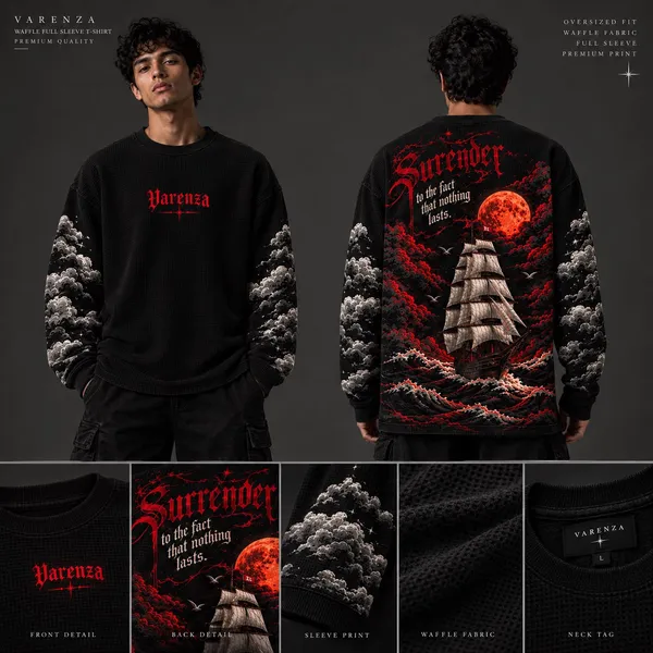 Cream_Cotton_Waffle_Oversized_Full-Sleeve_Graphic_T-Shirt_For_Unisex