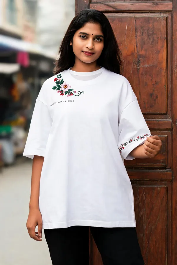 White_Cotton_Oversized_Floral_Embroidered_T-Shirt_For_Women