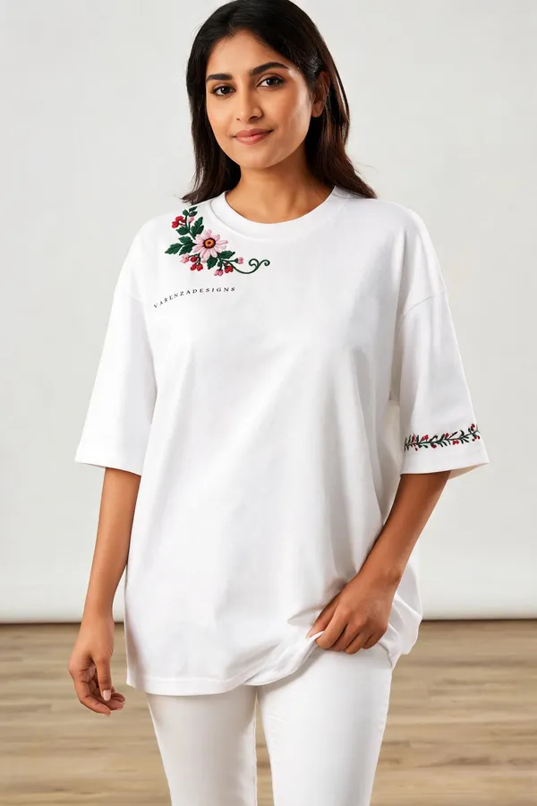 White_Cotton_Oversized_Floral_Embroidered_T-Shirt_For_Women