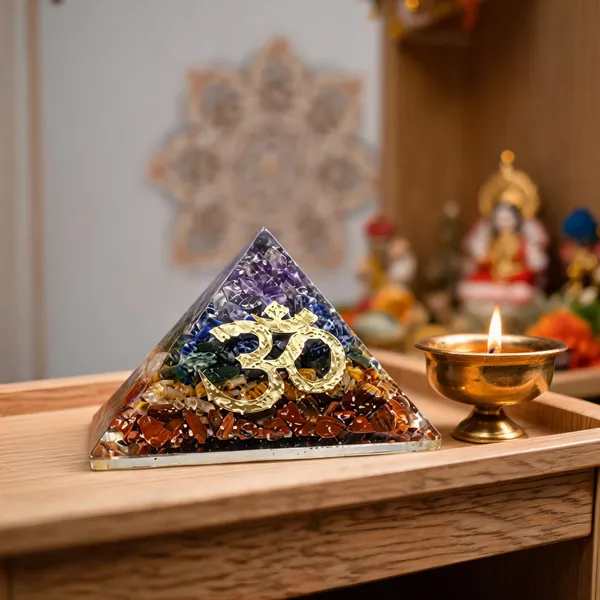 Multicolour_Seven_Chakra_Om_Resin_Vastu_Pyramid
