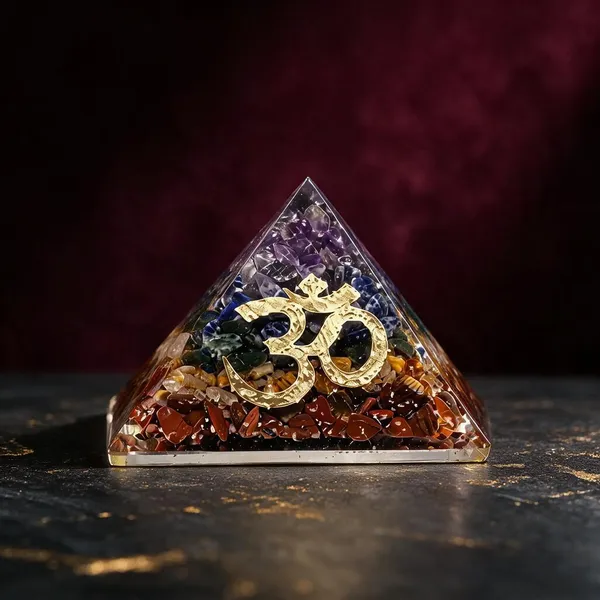Multicolour_Seven_Chakra_Om_Resin_Vastu_Pyramid