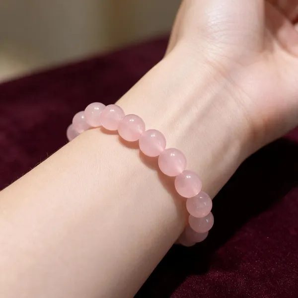 Light_Pink_Rose_Quartz_Crystal_Bracelet_For_Unisex