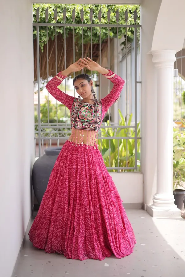 Designer_Bandhani_Lehenga_Choli_Set_Faux_Georgette_With_Kutchi_Patchwork