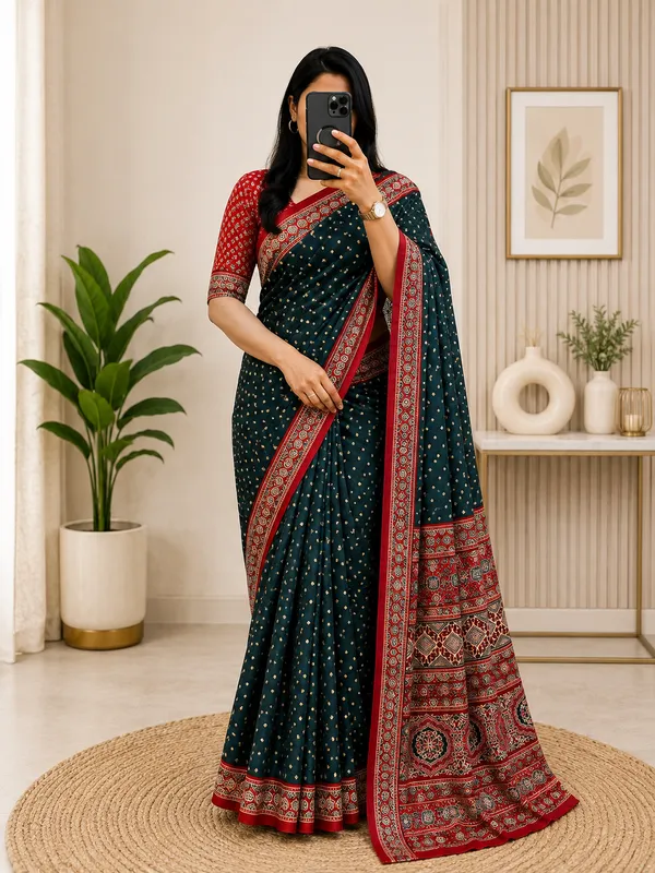 Premium_Gajji_Bandhej_Saree_Soft_Silk_Feel_With_Blouse_Black