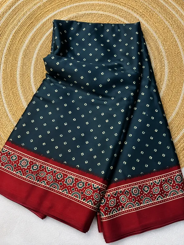 Premium_Gajji_Bandhej_Saree_Soft_Silk_Feel_With_Blouse_Black