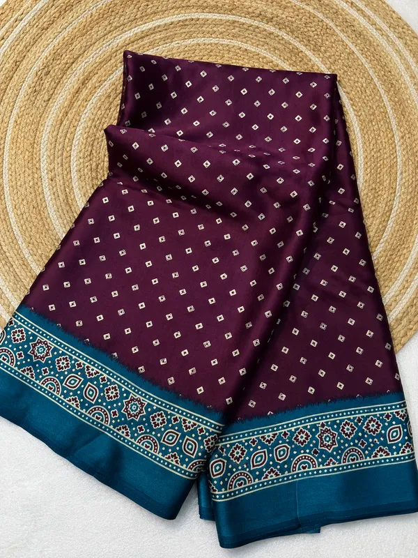 Premium_Gajji_Bandhej_Saree_Soft_Silk_Feel_With_Blouse_Purple