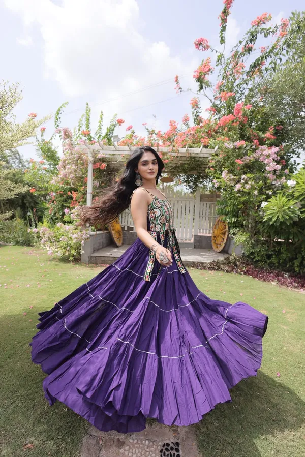 Navratri_Designer_Lehenga_Choli_2026_Kora_Cotton_With_Kutchi_Patchwork_Voilet