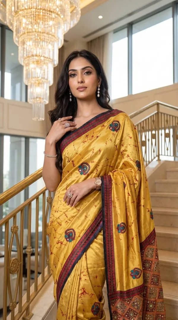 New_Arrival_Ajrakh_Mirror_Work_Saree