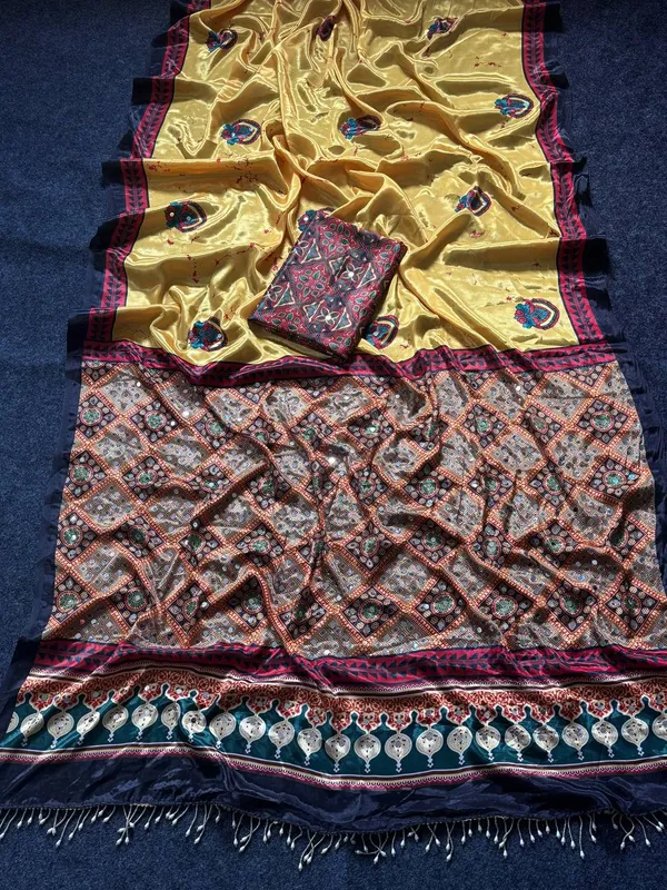 New_Arrival_Ajrakh_Mirror_Work_Saree