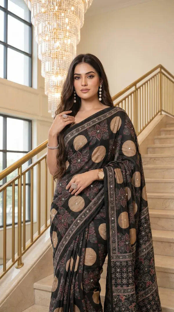 New_Arrival_Ajrakh_Mirror_Work_Saree