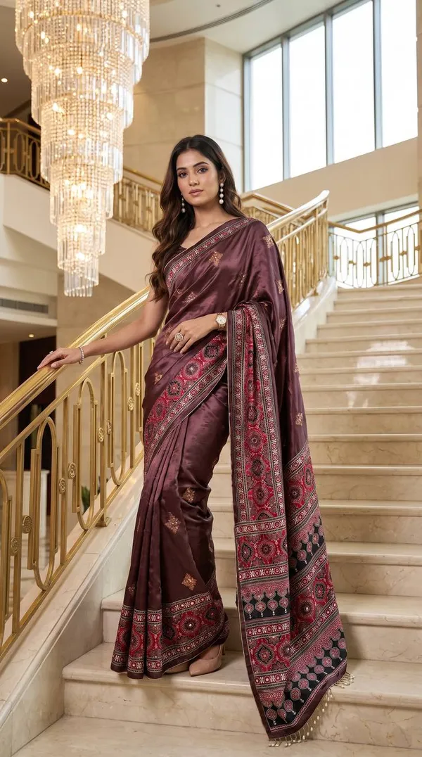 New_Arrival_Ajrakh_Mirror_Work_Saree