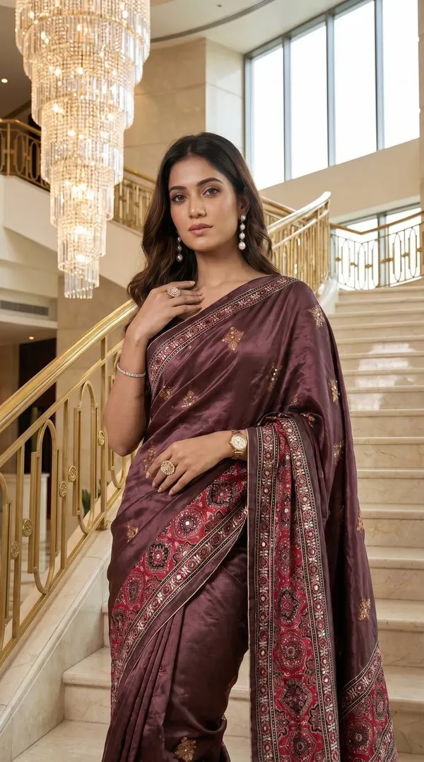 New_Arrival_Ajrakh_Mirror_Work_Saree