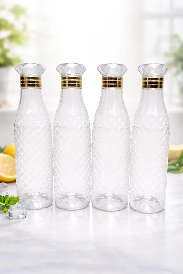 Crystal_Design_Plastic_Water_Bottle_Set_Of_4_Leakproof_Transparent_Fridge_Bottles_For_Water_Juice_Beverage_Storage