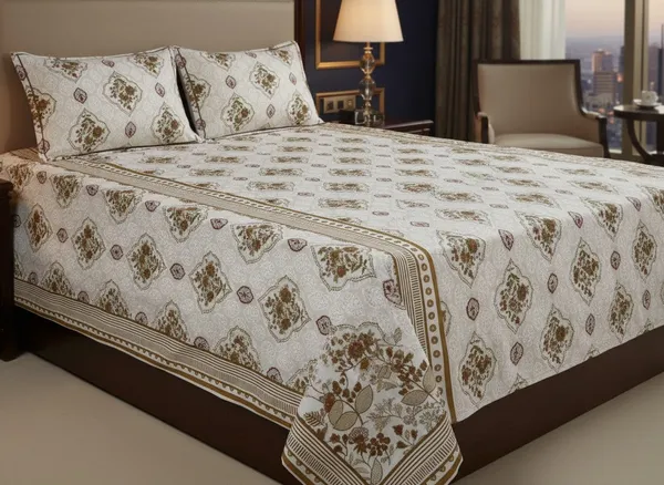 Cotton_Jaipuri_Hand_Block_Print_Yellow_Double_Bedsheet_Set