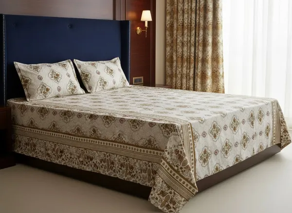 Cotton_Jaipuri_Hand_Block_Print_Yellow_Double_Bedsheet_Set