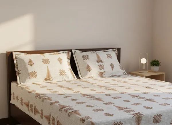 Cotton_Jaipuri_Hand_Block_Print_Tree_Brown_Double_Bedsheet_Set