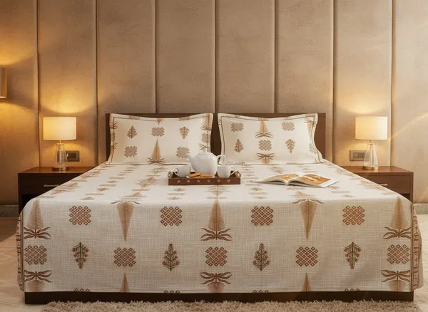 Cotton_Jaipuri_Hand_Block_Print_Tree_Brown_Double_Bedsheet_Set