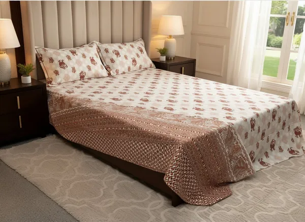 Cotton_Jaipuri_Hand_Block_Print_Red_Double_Bedsheet_Set