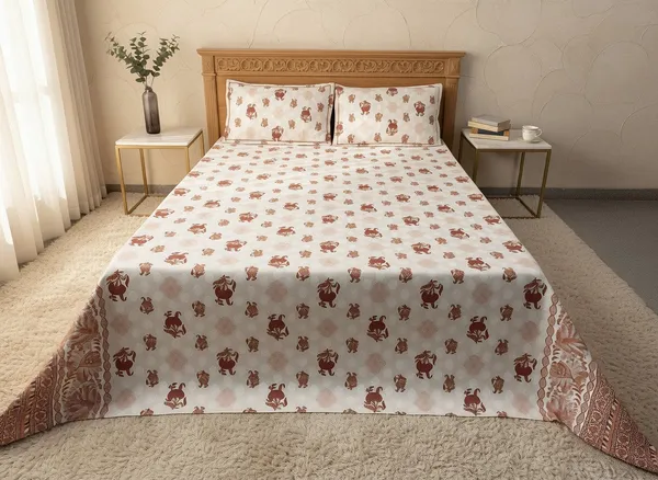 Cotton_Jaipuri_Hand_Block_Print_Red_Double_Bedsheet_Set