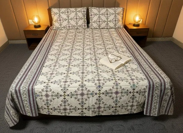 Cotton_Jaipuri_Hand_Block_Print_Pink_Floral_Double_Bedsheet_Set