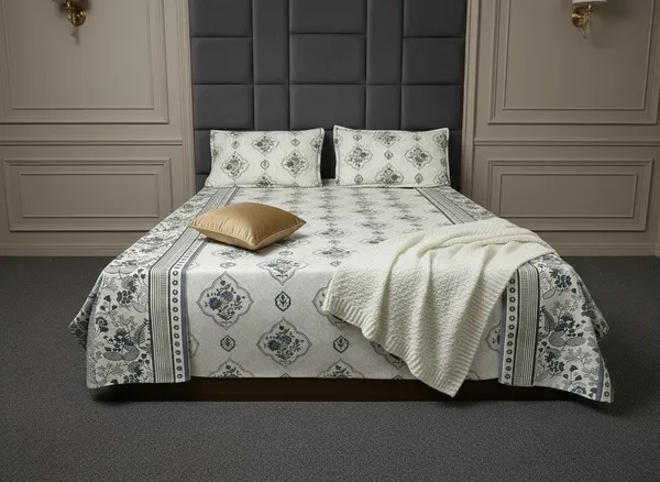 Cotton_Jaipuri_Hand_Block_Print_Peacock_Blue_Double_Bedsheet_Set