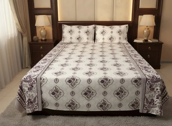Cotton_Jaipuri_Hand_Block_Print_Purple_Floral_Double_Bedsheet_Set
