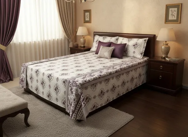 Cotton_Jaipuri_Hand_Block_Print_Purple_Floral_Double_Bedsheet_Set
