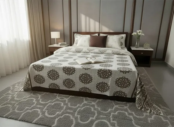 Cotton_Jaipuri_Hand_Block_Print_Brown_Double_Bedsheet_Set