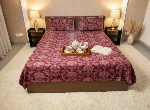 Cotton_Ethnic_Magenta_Motif_Double_Bedsheet_Set