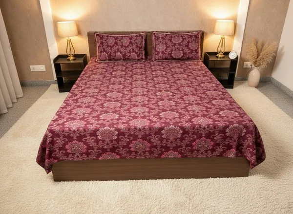 Cotton_Ethnic_Magenta_Motif_Double_Bedsheet_Set