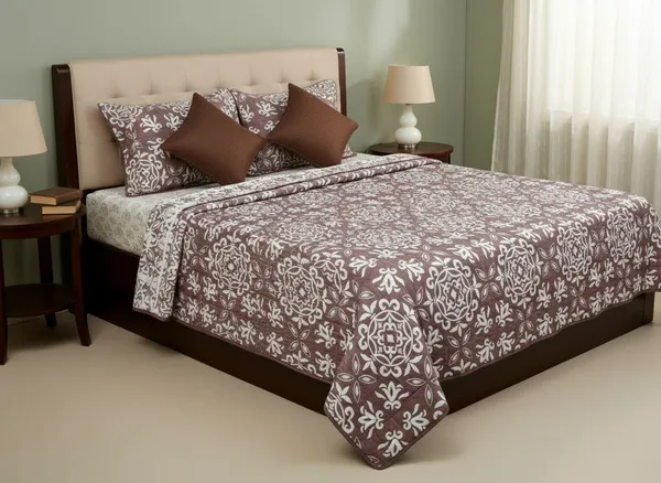 Cotton_Quilted_Damask_Print_Mauve_Bedcover_Set
