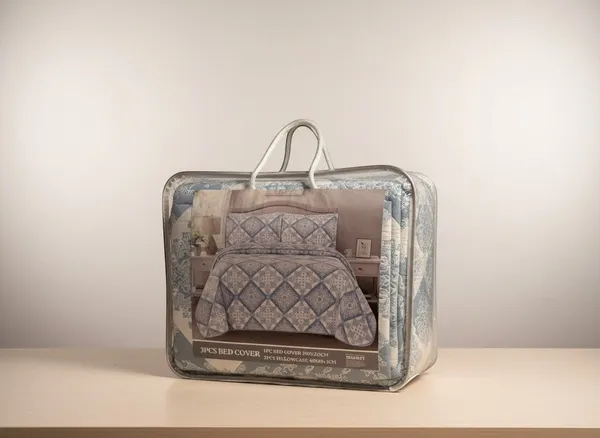 Cotton_Quilted_Steel_Blue_Diamond_Patchwork_Bedcover_Set