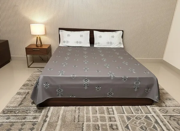 Cotton_Traditional_Charcoal_Grey_Print_King_Size_Bedsheet_Set