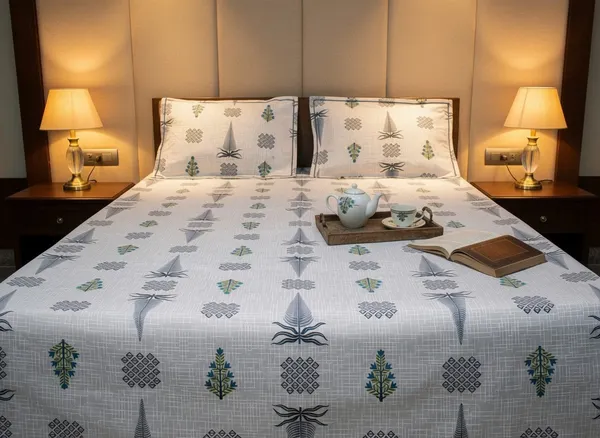 Cotton_Jaipuri_Block_Print_Peacock_White_Double_Bedsheet_Set