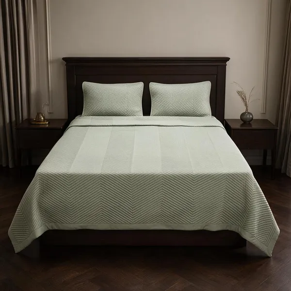 Sage_Green_Quilted_Chevron_Cotton_Bedcover_Set_(King)