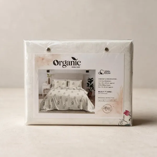 Organic_Ivory_Pink_&_Teal_Floral_Cotton_Bedsheet_Set_(King)