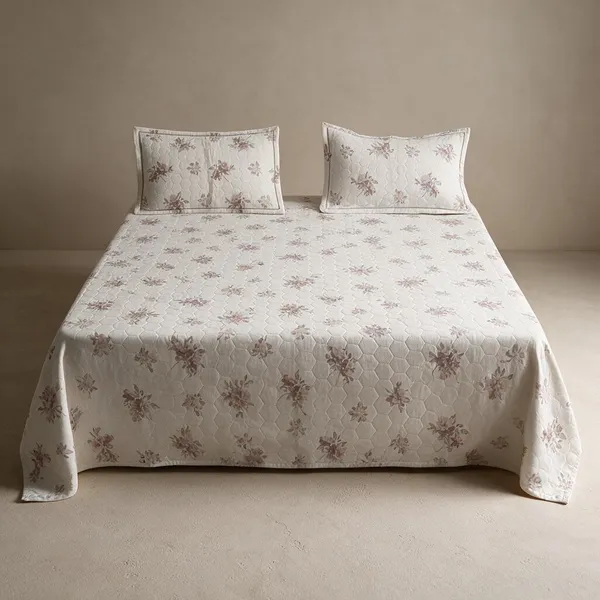 White_Mauve_Floral_Cotton_Bedsheet_Set