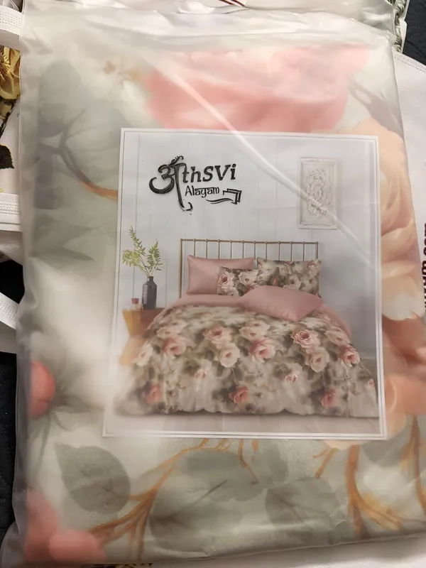Sage-Wash_Bold_Peach_Rose_Bouquet_Bedsheet_set_(Regular_size_-_Double_bed_(90*100)