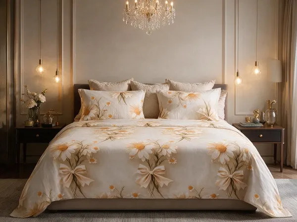 7D_Creamy_Peach_Bold_Daisy_Floral_Cotton_Bedsheet_Set_(Regular_size_-_Double_bed_(90*100)