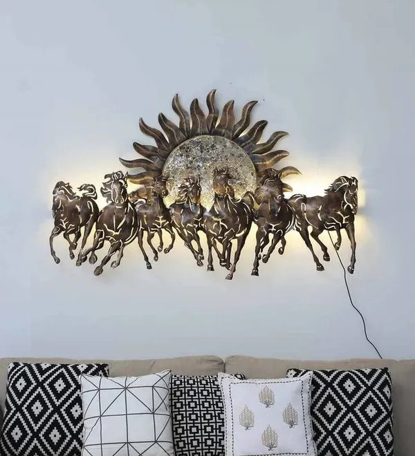 Ind_Decor_7_Big_Running_Horses_Led_Metal_Wall_Art_Vastu_Wall_Hanging_For_Home_Living_Room_Bedroom_Cafe_Handcrafted_Sun_Horse_Decorative_Led_Wall_Dcor_55x3x34_Inch_Cw094_A