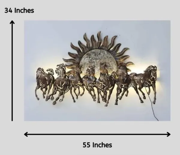 Ind_Decor_7_Big_Running_Horses_Led_Metal_Wall_Art_Vastu_Wall_Hanging_For_Home_Living_Room_Bedroom_Cafe_Handcrafted_Sun_Horse_Decorative_Led_Wall_Dcor_55x3x34_Inch_Cw094_A