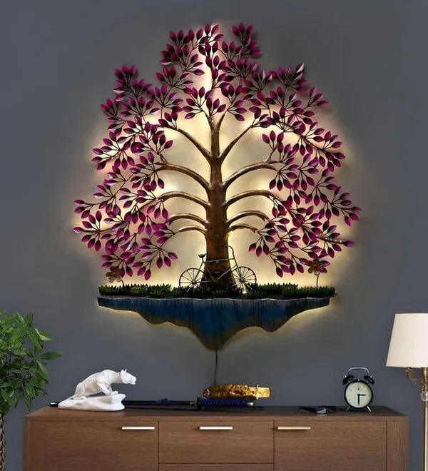 Ind_Decor_Luxury_Handcrafted_Metal_Tree_Wall_Art_With_Led_Lighting_Elegant_Iron_Tree_Wall_Decor_For_Living_Room_Bedroom_Hall_Office_Foyer_Pesto_Tree_Pink_31_X_2_X_40_Inch_Wd056_A