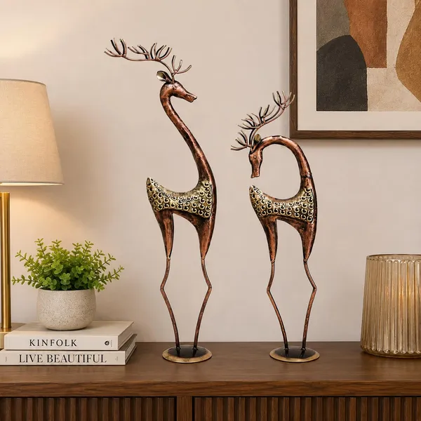 Table_Decor_Deer_S2_Stylish_Handmade_Metal_Table_Decor_For_Living_Room_Bedroom_Office_Decorative_Table_Art_For_Home_Desk_Shelf_Console_Modern_T023_Big_8_5x6x33_Small_8_5x6x31_Inch