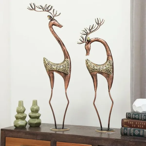 Table_Decor_Deer_S2_Stylish_Handmade_Metal_Table_Decor_For_Living_Room_Bedroom_Office_Decorative_Table_Art_For_Home_Desk_Shelf_Console_Modern_T023_Big_8_5x6x33_Small_8_5x6x31_Inch