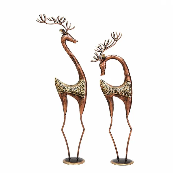 Table_Decor_Deer_S2_Stylish_Handmade_Metal_Table_Decor_For_Living_Room_Bedroom_Office_Decorative_Table_Art_For_Home_Desk_Shelf_Console_Modern_T023_Big_8_5x6x33_Small_8_5x6x31_Inch