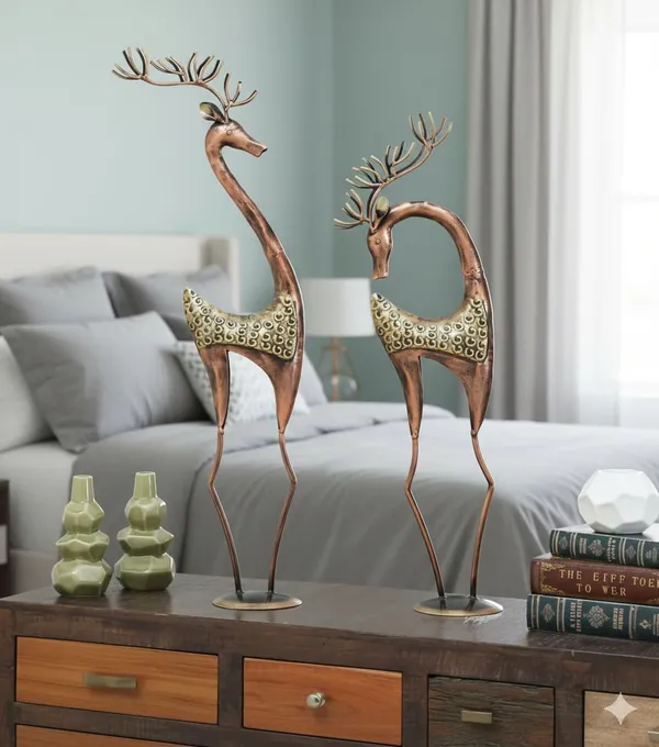 Table_Decor_Deer_S2_Stylish_Handmade_Metal_Table_Decor_For_Living_Room_Bedroom_Office_Decorative_Table_Art_For_Home_Desk_Shelf_Console_Modern_T023_Big_8_5x6x33_Small_8_5x6x31_Inch