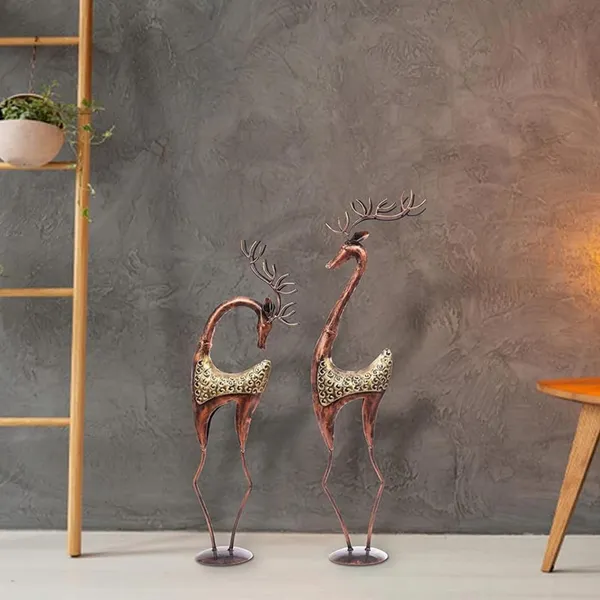 Table_Decor_Deer_S2_Stylish_Handmade_Metal_Table_Decor_For_Living_Room_Bedroom_Office_Decorative_Table_Art_For_Home_Desk_Shelf_Console_Modern_T023_Big_8_5x6x33_Small_8_5x6x31_Inch