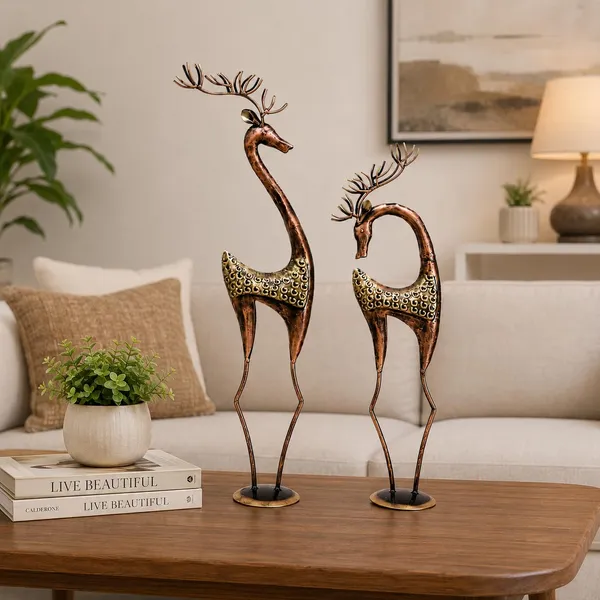 Table_Decor_Deer_S2_Stylish_Handmade_Metal_Table_Decor_For_Living_Room_Bedroom_Office_Decorative_Table_Art_For_Home_Desk_Shelf_Console_Modern_T023_Big_8_5x6x33_Small_8_5x6x31_Inch