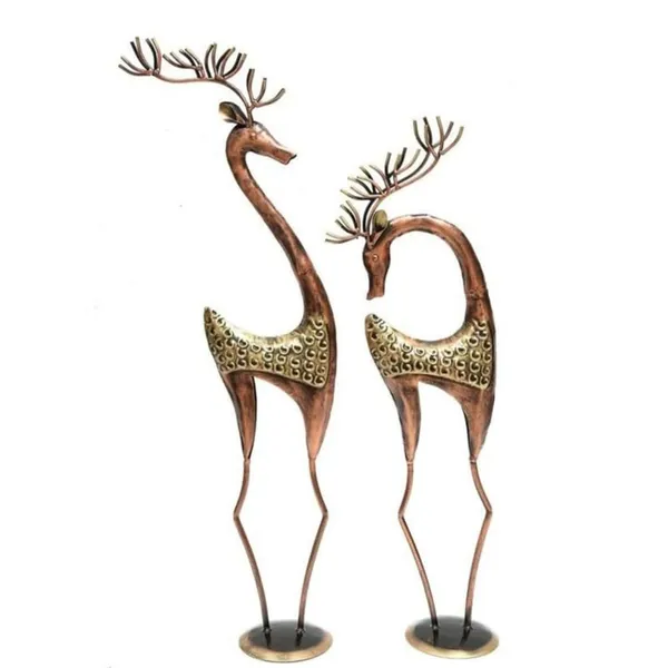 Table_Decor_Deer_S2_Stylish_Handmade_Metal_Table_Decor_For_Living_Room_Bedroom_Office_Decorative_Table_Art_For_Home_Desk_Shelf_Console_Modern_T023_Big_8_5x6x33_Small_8_5x6x31_Inch