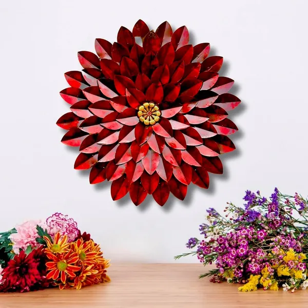 Ind_Decor_Metal_Iron_Rajasthani_Ethnic_Hand_Crafted_Red_Sun_Flower_Wall_Decor_Wall_Hanging_For_Living_Room_Bedroom_Size_25_X_4_X_25_Inch_W111_A